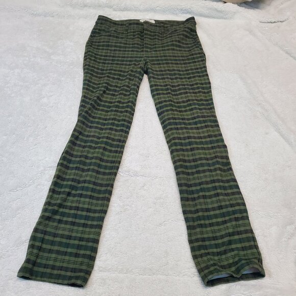 Talbots‎ Petite Green Blue Tartan Plaid Academia Cottagecore Stretchy Pants 6P - Picture 1 of 9